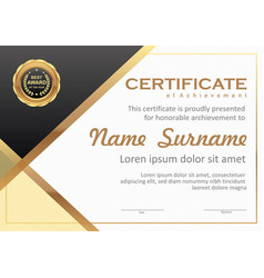 Black And Gold Certificate Template