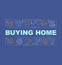 Buying Home Word Concepts Dark Blue Banner