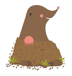 Mole Digging Out Of The Mud Animal Cartoon