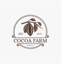 Vintage Cacao Cocoa Farm Logo Design Emblem Badge