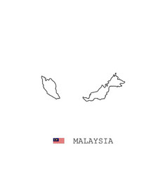 Malaysia Map Outline Line Linear