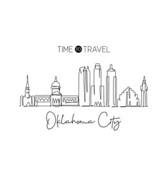 One Single Line Drawing Oklahoma City Skyline