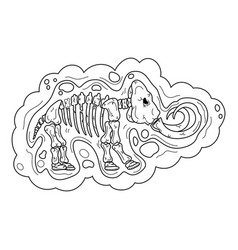 Hand Drawn Of Mammoth Fossil In Entangle Style