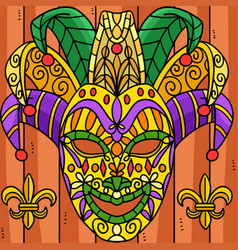 Mardi Gras Jester Mask Colored Cartoon