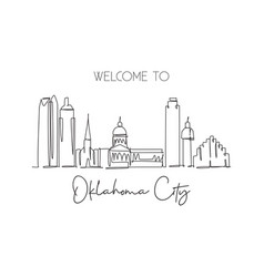 One Continuous Line Drawing Oklahoma City Skyline