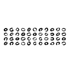 Set Of Black Grunge Brush Strokes In Circle Form