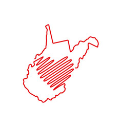 West Virginia Us State Red Outline Map