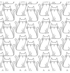 Cat Seamless Pattern Coloring Outline