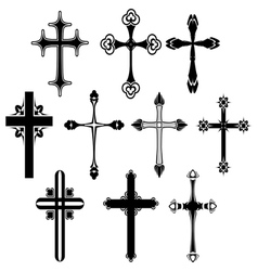 Ancient cross with ribbon around Royalty Free Vector Image