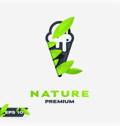 Ice Cream Nature Leaves Logo