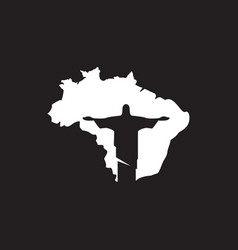 Map Brazil With Christ The Redeemer Logo Design