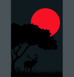 Silhouette Of A Deer In The Woods