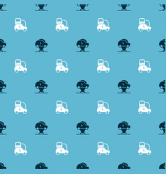 Set Electric Car And On Seamless Pattern