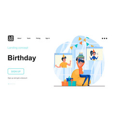 Online Birthday Party Web Concept Woman