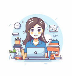 Young Woman Working At Home With Laptop