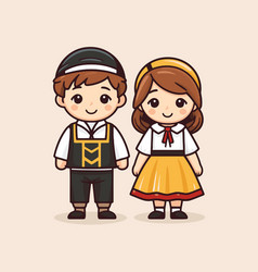 Bavarian Boy And Girl Wearing Traditional Clothes