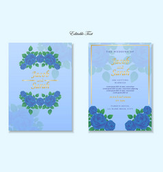 Fancy Wedding Card Template With Blue Rose Floral