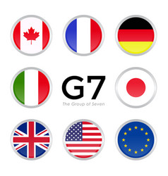 G7 Summit Flags Isolated Icons With European