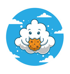 Cartoon Cloud Eating Cake