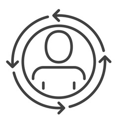 Circle With Man Inside Arrows Concept Line Icon