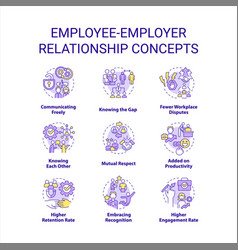 Employee Employer Relationship Concept Icons Set