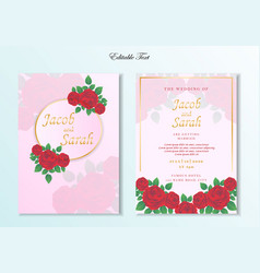 Fancy Wedding Card Template With Red Rose Floral