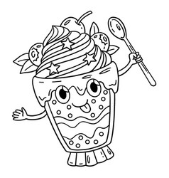 Parfait Ice Cream Isolated Coloring Page For Kids