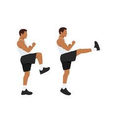 Man Doing Front Kick Exercise Flat