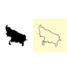 Uttar Pradesh Map India Asia Filled And Outline