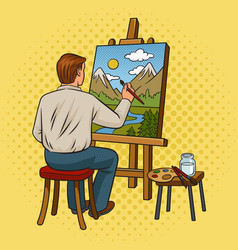 Artist Painting Landscape Pop Art