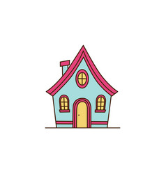 Cute Cartoon House With Pink Roof Icon