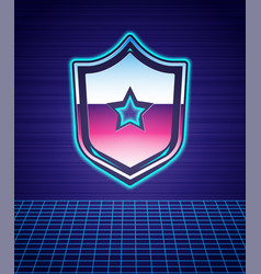 Retro Style Police Badge Icon Isolated Futuristic