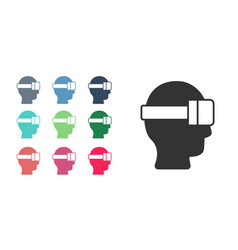 Black Virtual Reality Glasses Icon Isolated On