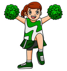 Cheerleader Girl Lifting One Leg Cartoon Clipart