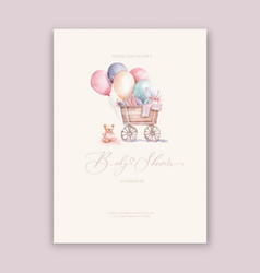 Cute Baby Shower Watercolor Invitation Card