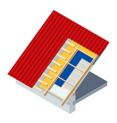 Isometric Roofing Construction Concept