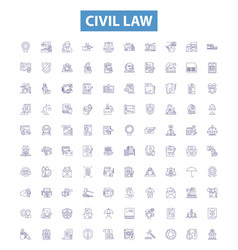 Civil Law Line Icons Signs Set Law