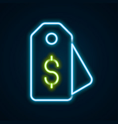 Glowing Neon Line Price Tag With Dollar Icon