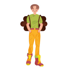 Isolated Cute Male Character With Travel Bag