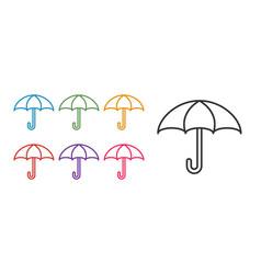 Set Line Umbrella Icon Isolated On White