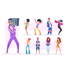 80s Characters Stylish Disco People In Casual