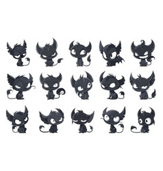 Cartoon Black Devil Kitty Demon Character Icons