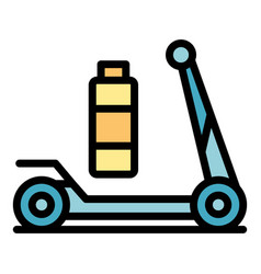 Full Battery Electric Scooter Icon Color Outline