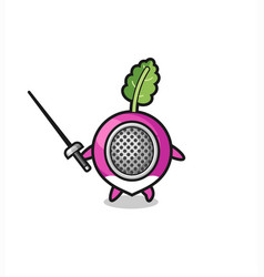 Turnip Earth Cartoon As Fencer Mascot