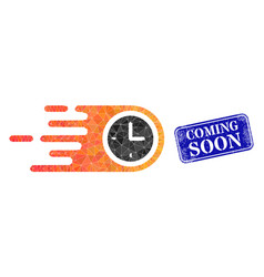 Distress Coming Soon Stamp With Fast Clock Lowpoly