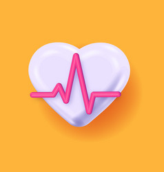 Heartbeat 3d Icon White Heart Red Beat Rate