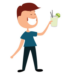 Man With Mojito On White Background