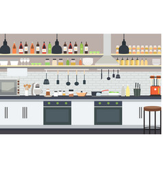 Flat Design Of Modern Kitchen Interior In