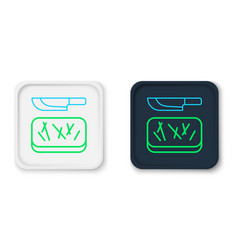 Line Cutting Board And Knife Icon Isolated