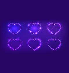 Neon Double Frame In Heart Form With Shining